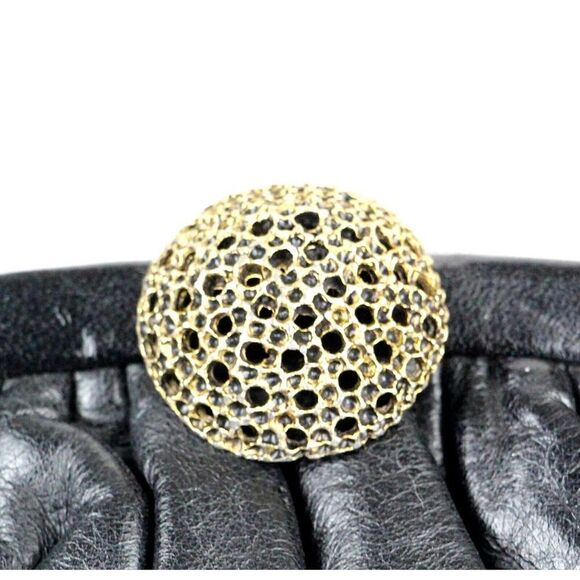 TRUE VINTAGE CLASSIC SOFT BLACK GENUINE LEATHER FRAME SATCHEL HANDBAG PURSE - Picture 2 of 13